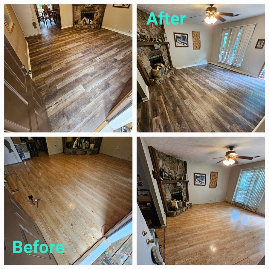 Before and after floor transformation – North Atlanta home